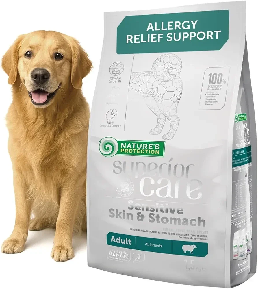 Dry food for adult dogs of all breeds with sensitive skin and stomach, with lamb