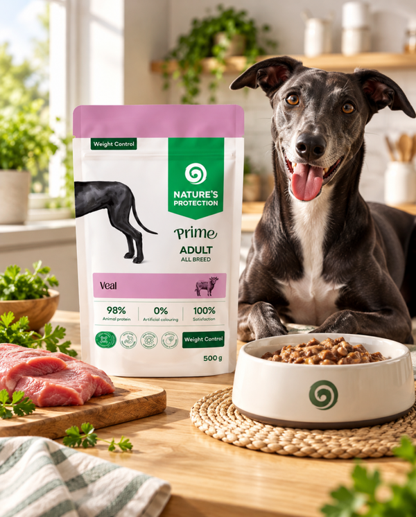 NATURE’S PROTECTION PRIME Adult  Weight Control Veal, 500g  Pieces of veal in a tasty sauce  To support optimal weight