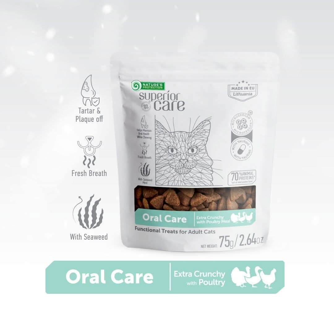 NATURE'S PROTECTION SUPERIOR CARE complementary feed - snacks for oral care with poultry for adult cats 75 g
