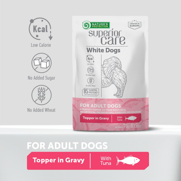 Nature's Protection Superior Care - Wet Food, Tuna Supplement for Adult Dogs, White Coat, All Breeds, 70 g