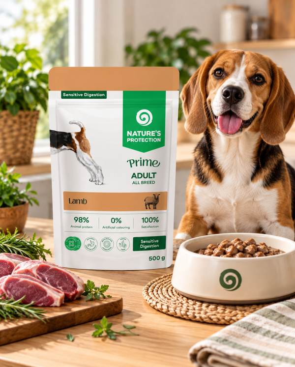 NATURE’S PROTECTION PRIME Adult Sensitive Digestion Lamb,  Chunks in Delicious Sauce 500g