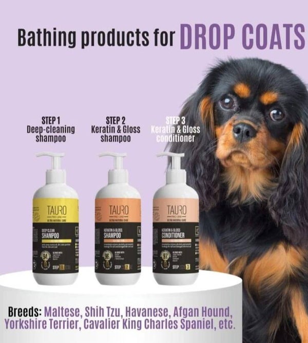 Tauro Pro Line Keratin Care Set – 3 Step System for drop coats.