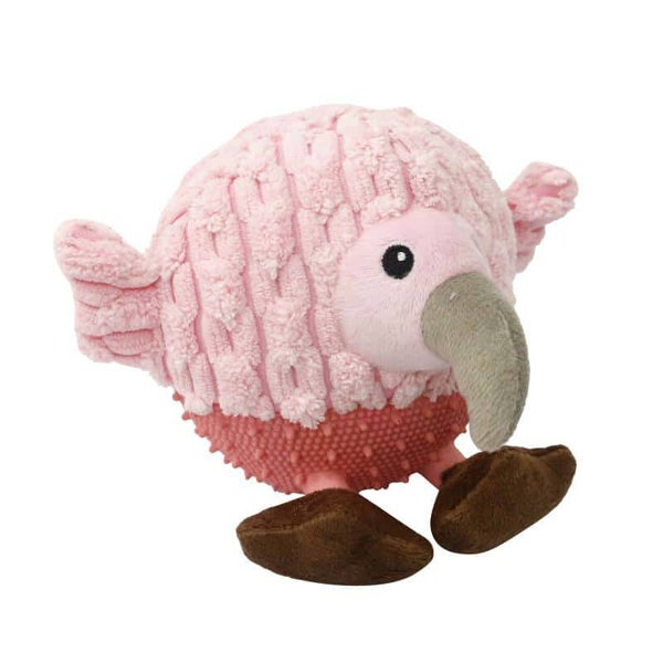 Dog toy, round bird, plush, pink 17 cm