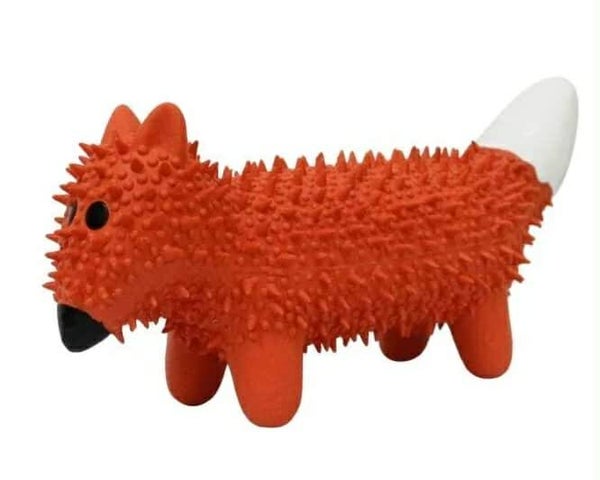 Dog toy, spiked fox, latex, brown 20 cm