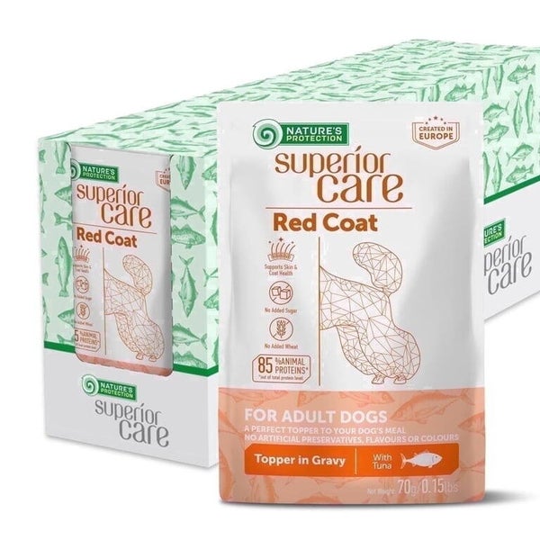 Natures Protection – Superior Care Red Coat Topper in Gravy with Tuna For Adult Dogs 70g