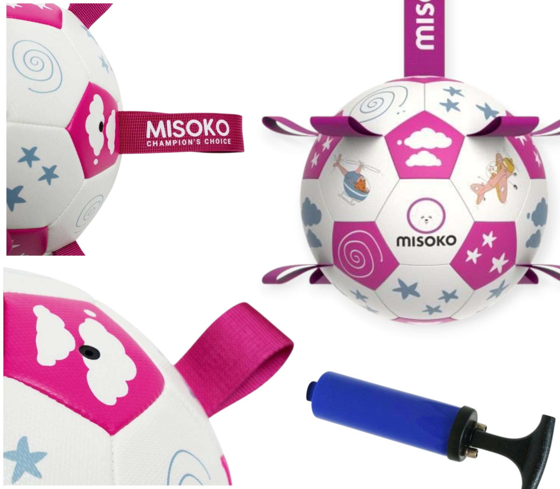 MISOKO toy for dogs inflatable ball, football ball shaped, pink, 30 cm