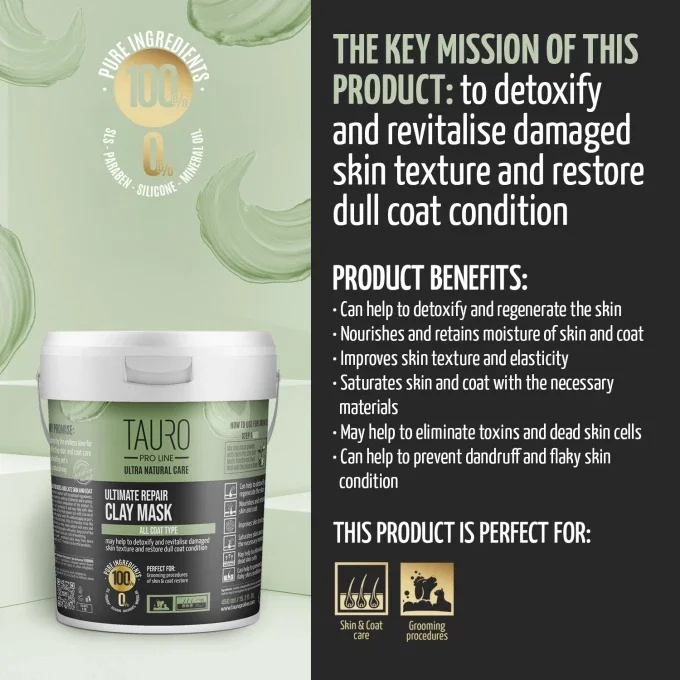 TAURO PRO LINE Ultra Natural Care Ultimate Repair Clay Mask for dogs and cats