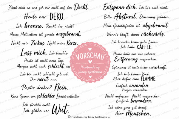 ❤️ schlechte Laune Kerzen - PDF Datei