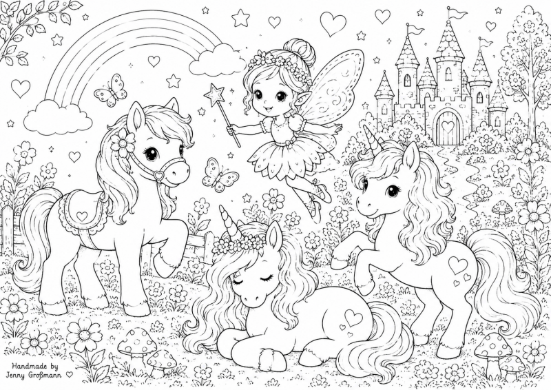 Ausmalbild Pony Fee Einhorn