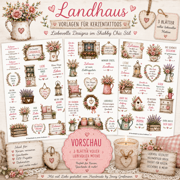 ❤️ Landhaus-Liebe Tattoo Paket (3 Seiten) - PDF Datei
