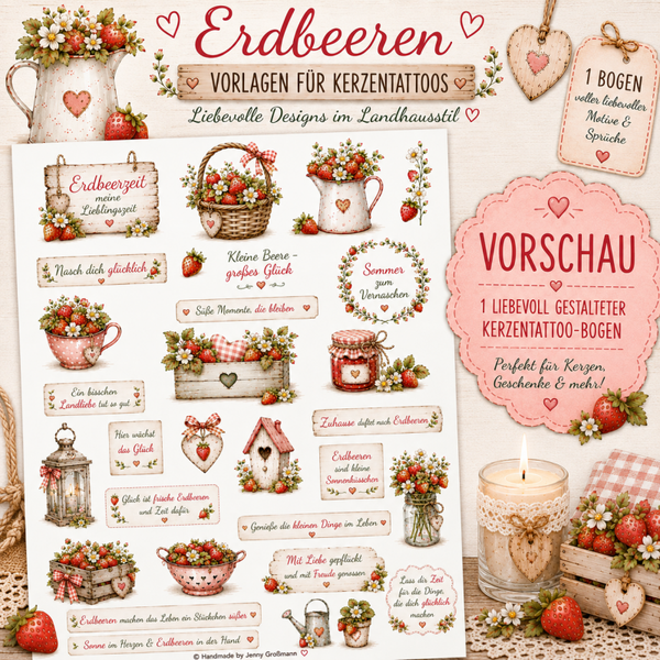 ❤️ Erdbeer-Liebe Tattoo - PDF DATEI