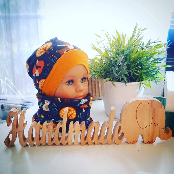 🧡 Mützen Set Waldtiere blau orange Gr. 50