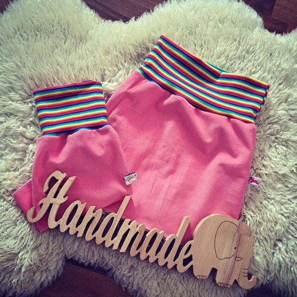 💛 Mädchen Rock Rosa Cord Bündchen Regenbogen Größe 98 104