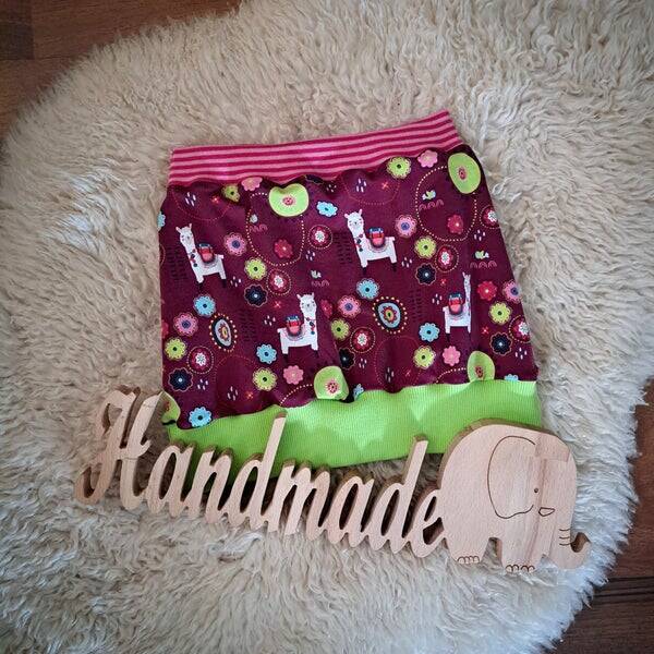 💛 Mädchen Rock Lama dunkelrot Bündchen pink grün Größe 92 98