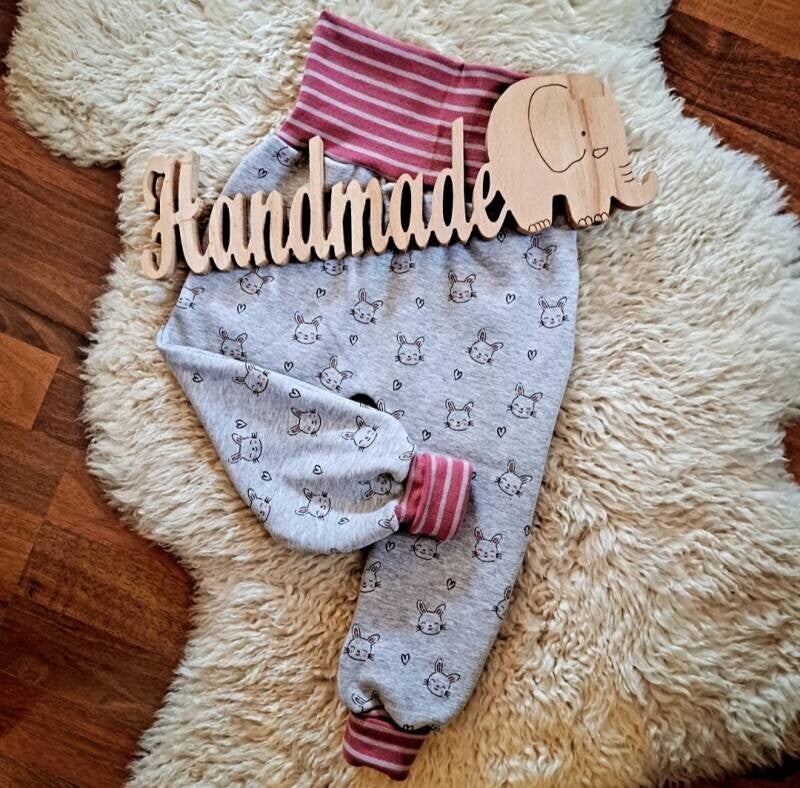 💕 Hose Häschen grau Gr. 80 86 Alpenfleece