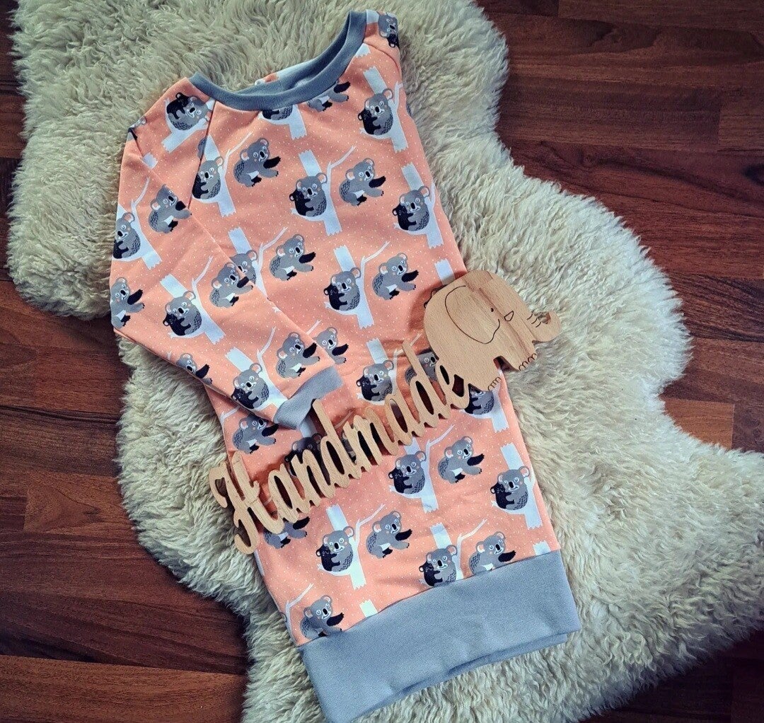 💚 Mädchen Longpullover Pfirsich Koalas Sweat Gr. 110 116
