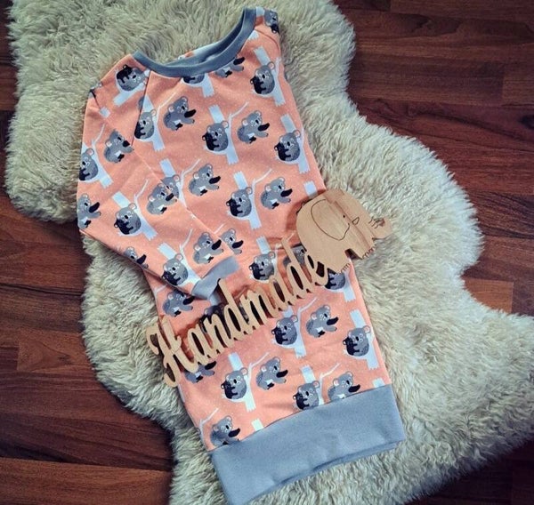 💚 Mädchen Longpullover Pfirsich Koalas Sweat Gr. 110 116