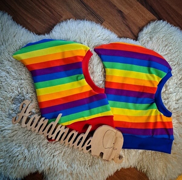 🤎 Kinder Schlupfmütze Schlupfmütze Regenbogen Bündchen blau