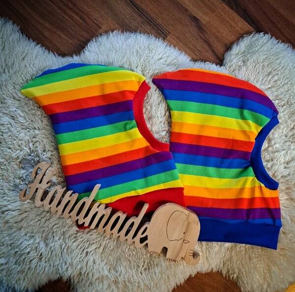 🤎 Kinder Schlupfmütze Regenbogen Bündchen rot