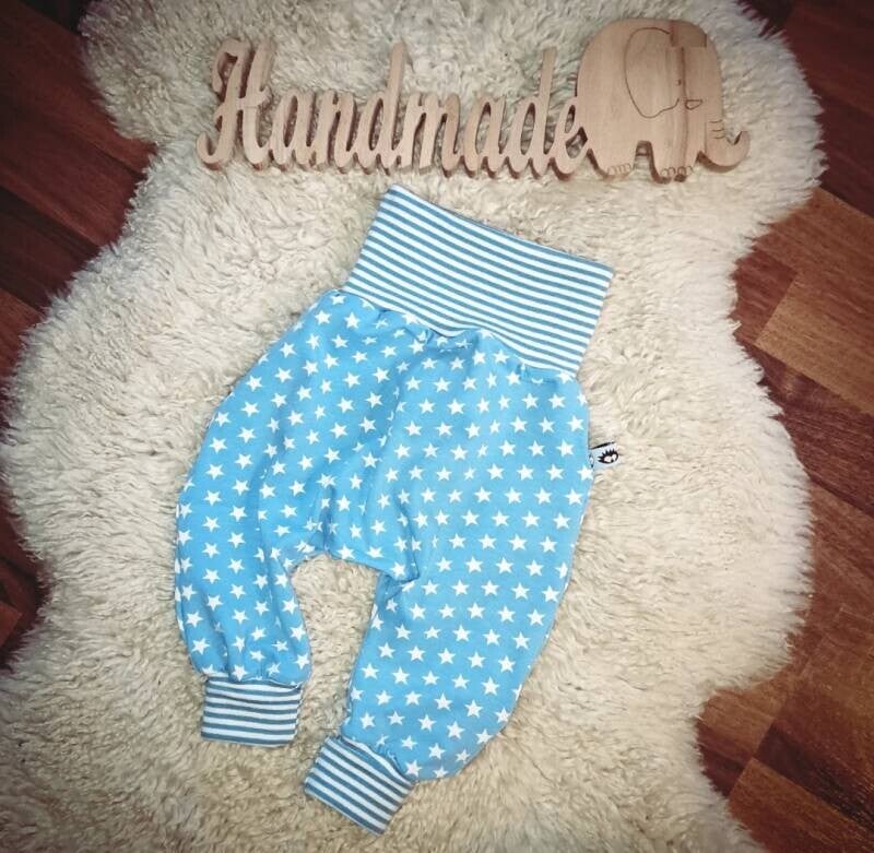 💕 Baby Jersey Hose Sterne 68 74 hellblau