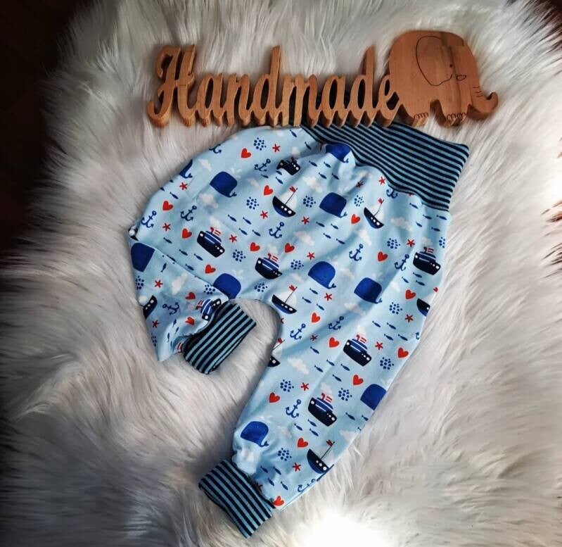 💕 Baby Jersey Hose Schiffe 74/80 blau
