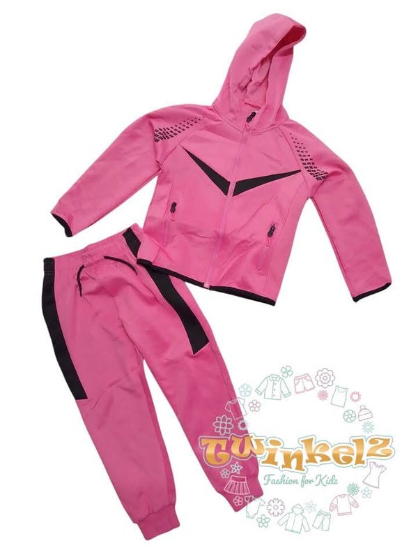 Meiden trainingspak - Fuchsia Roze / zwart