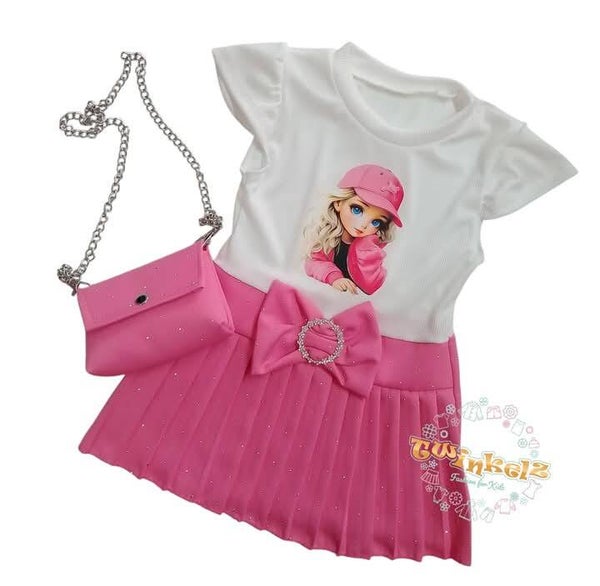 Wit Roze girly bling  jurkje