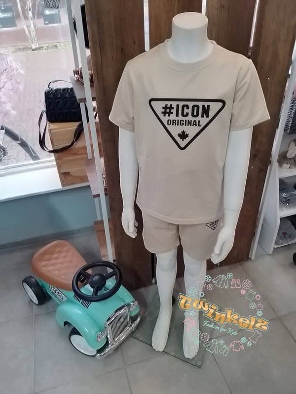 Icon zomer set Beige zwart driehoek logo