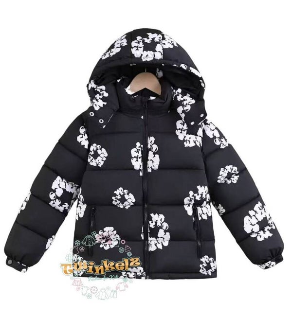 Trendy print jas - zwart / wit