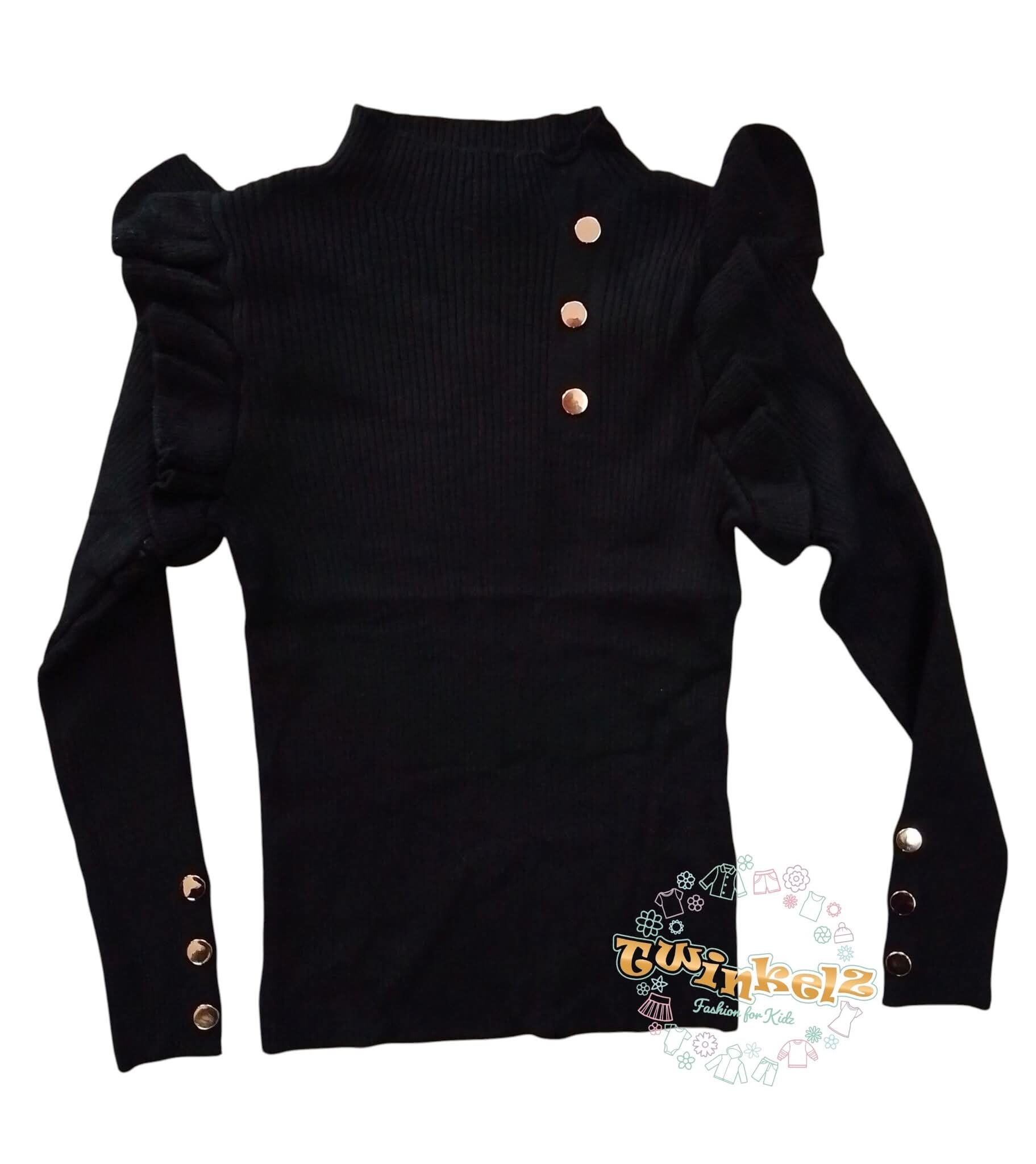 Ruffle truitje - zwart met goud details