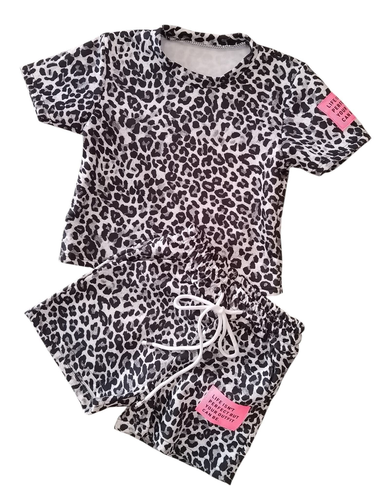 Label zomer set panterprint - Zwart/wit