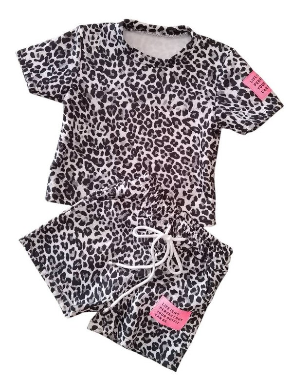 Label zomer set panterprint - Zwart/wit