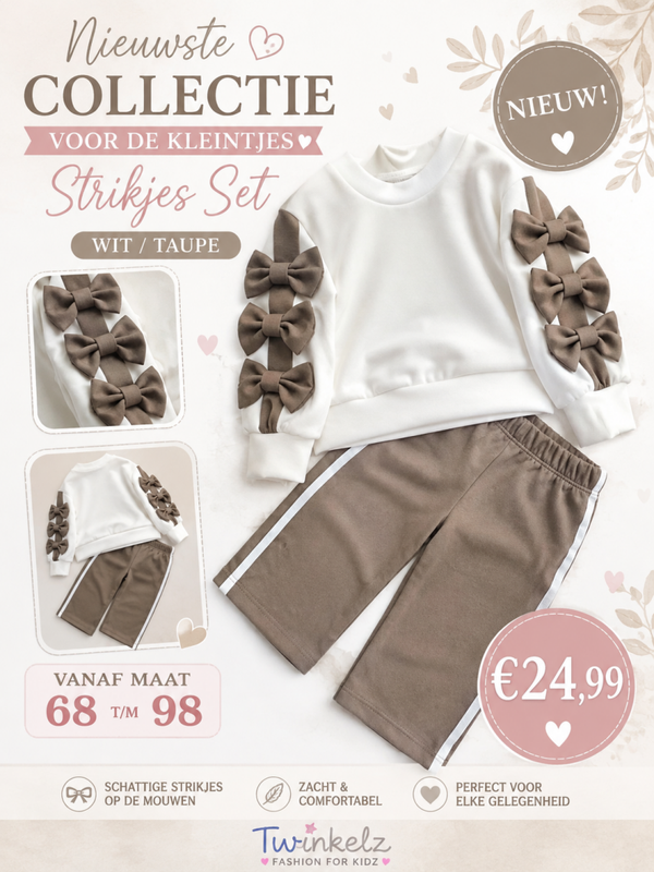 Super Schattig setje Taupe/ wit