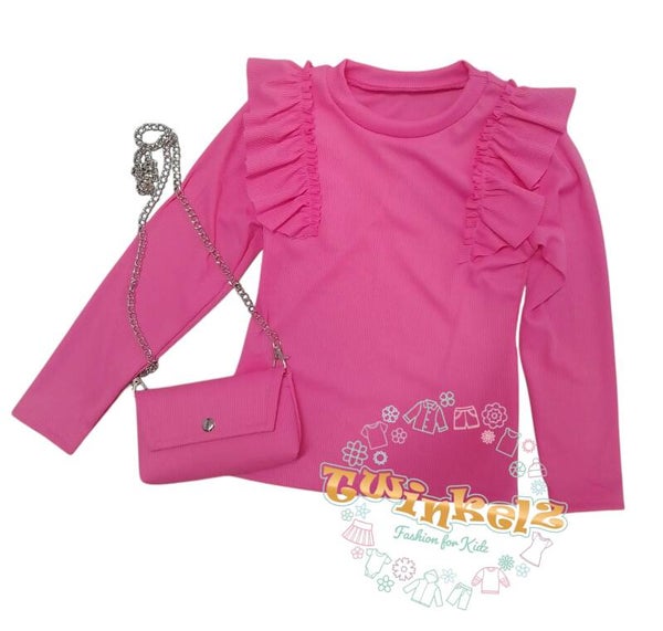 Ruffle shirt - Fuchsia Roze