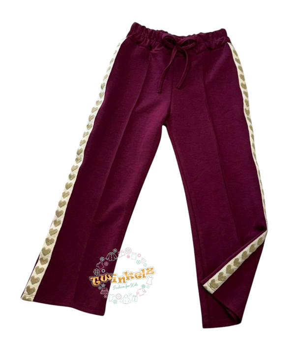 Bordeaux Broek met gouden hartjes