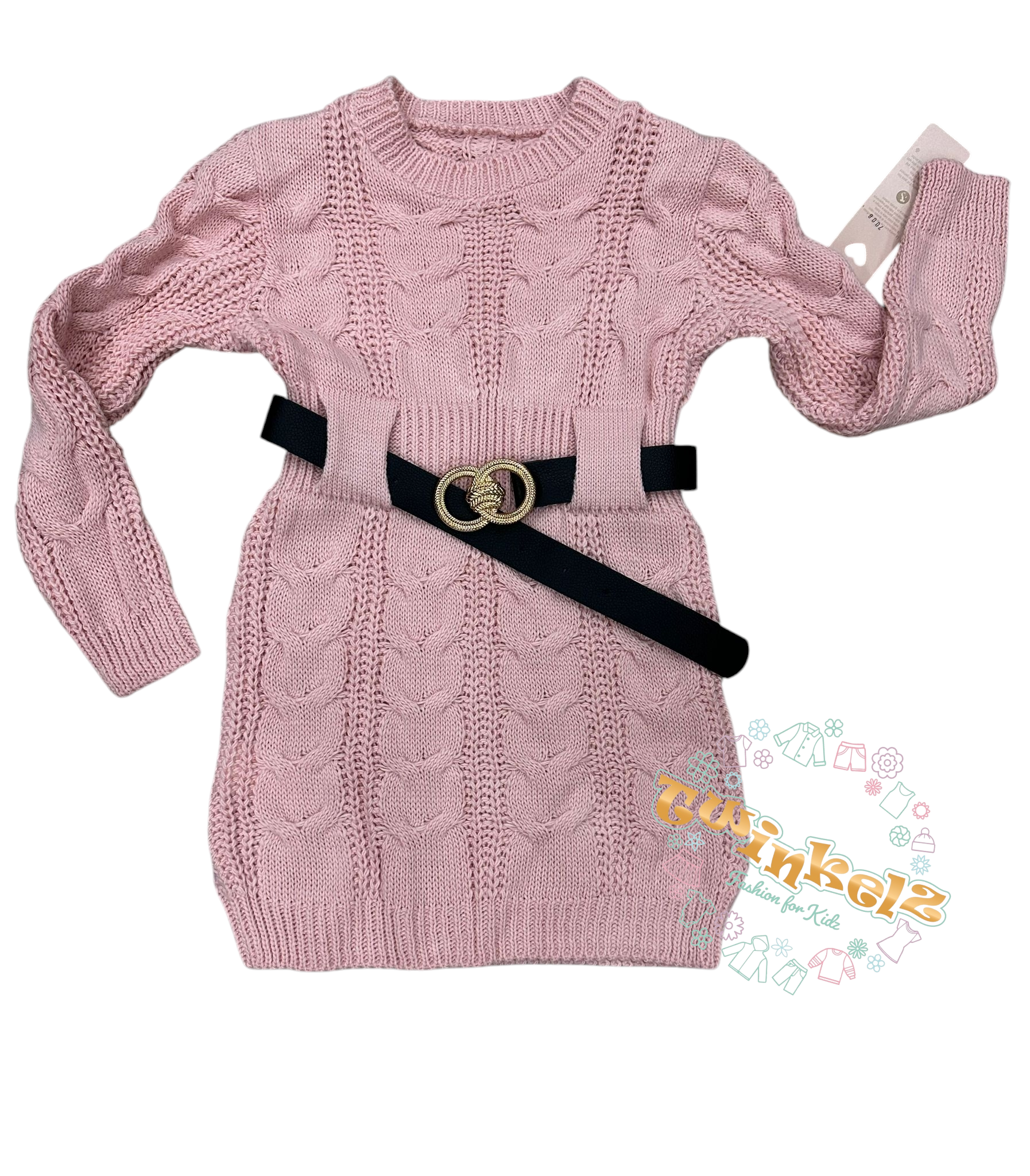 Kabel lange trui/ jurk Roze