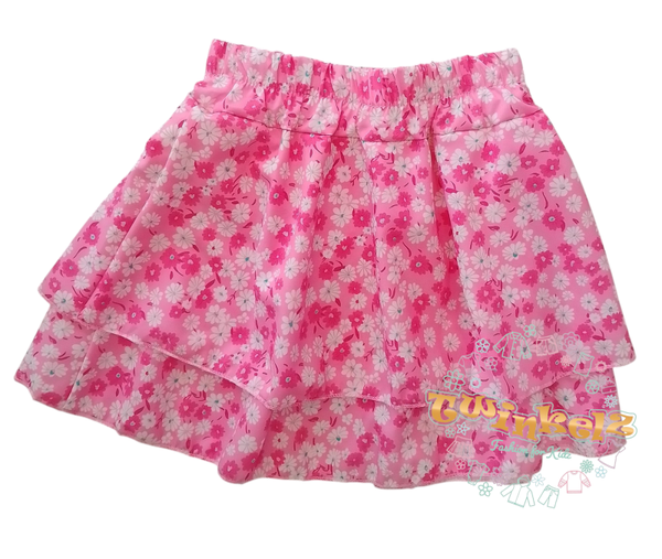 Rokje bloemetjes roze/ wit