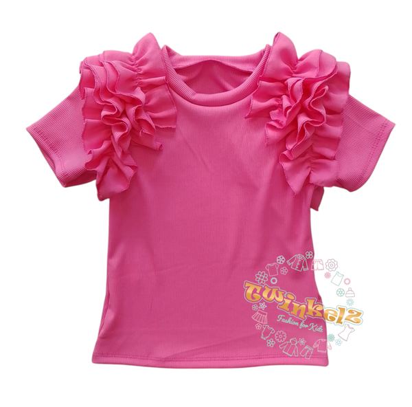Nieuwste Ruffle shirt Fuchsia Roze
