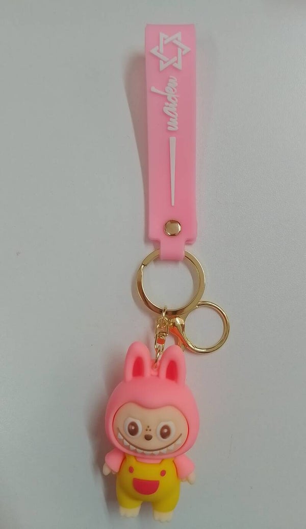 Labubu sleutelhanger - Fel Roze/ geel