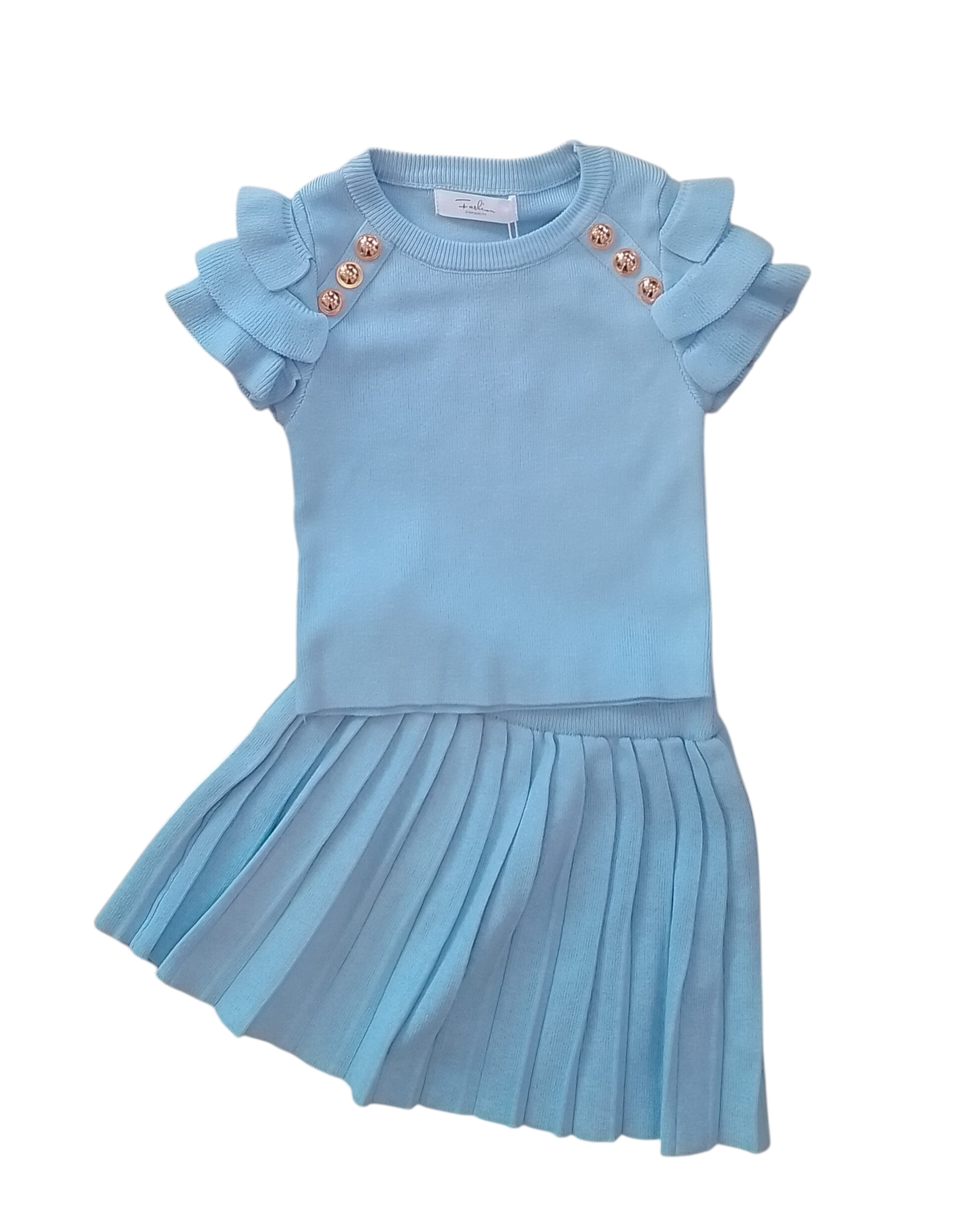 Ruffle set - lichtblauw/ goud