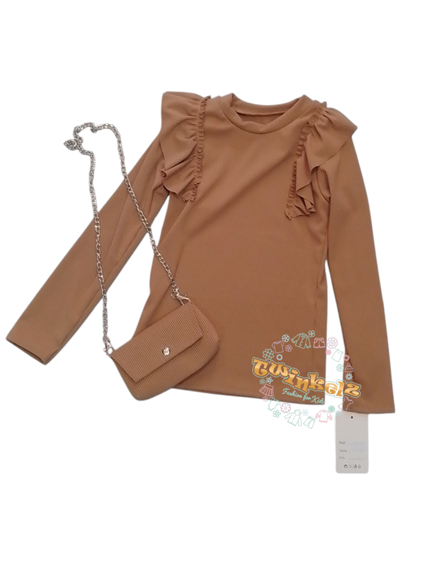 Ruffle shirt - Camel