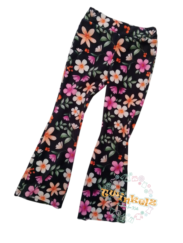 Velvet Bloemen Flair pants - Zwart