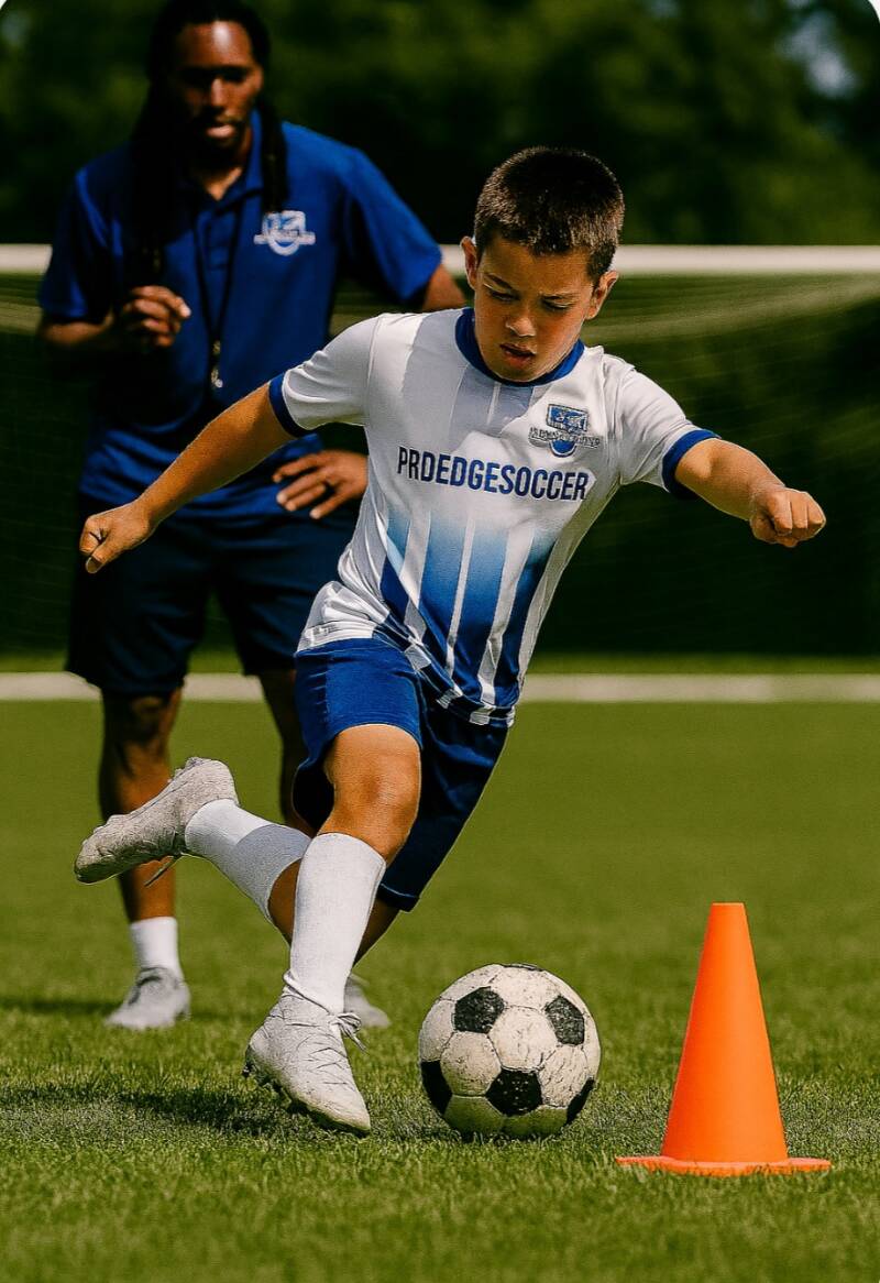 ProEdge Soccer coach, training with player in San Jose