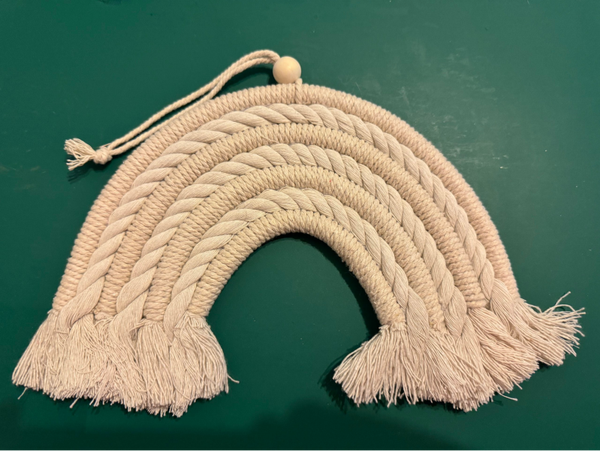 Makramee Regenbogen, Taufgeschenk, personalisiert, Geburt, Wandbehang, Türschild, Kinderzimmer, Babyzimmer