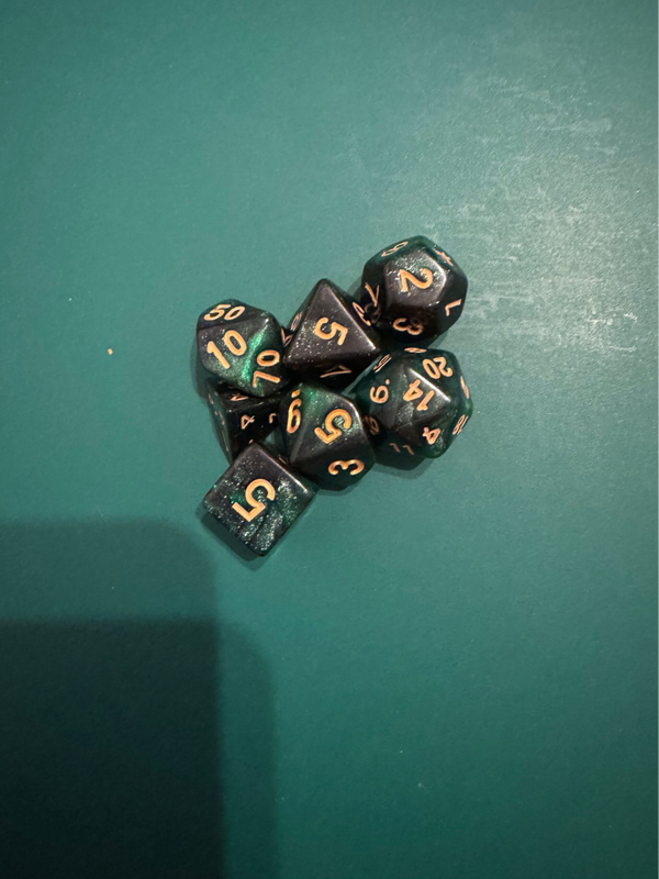 Würfelset mit Glitzern 7 Teilig