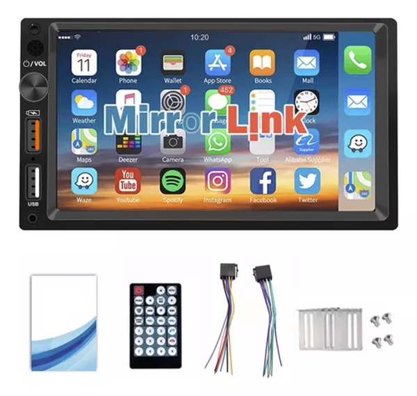 Sistema multimedia para vehículo Mirrorlink 7020 con pantalla táctil de 7" negro