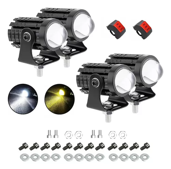 2 Par Faros Luces Led Para Motos Auto Doble Color Auxiliares