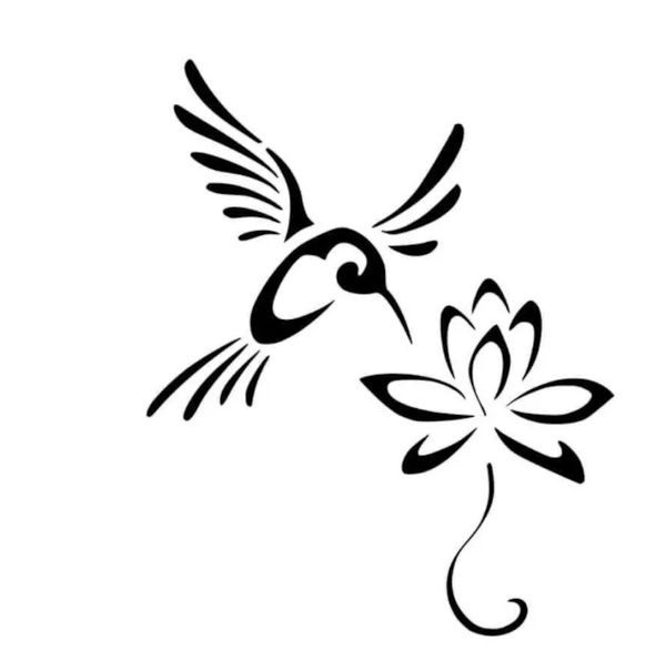 Hummingbird and Lotus Flower Iron On