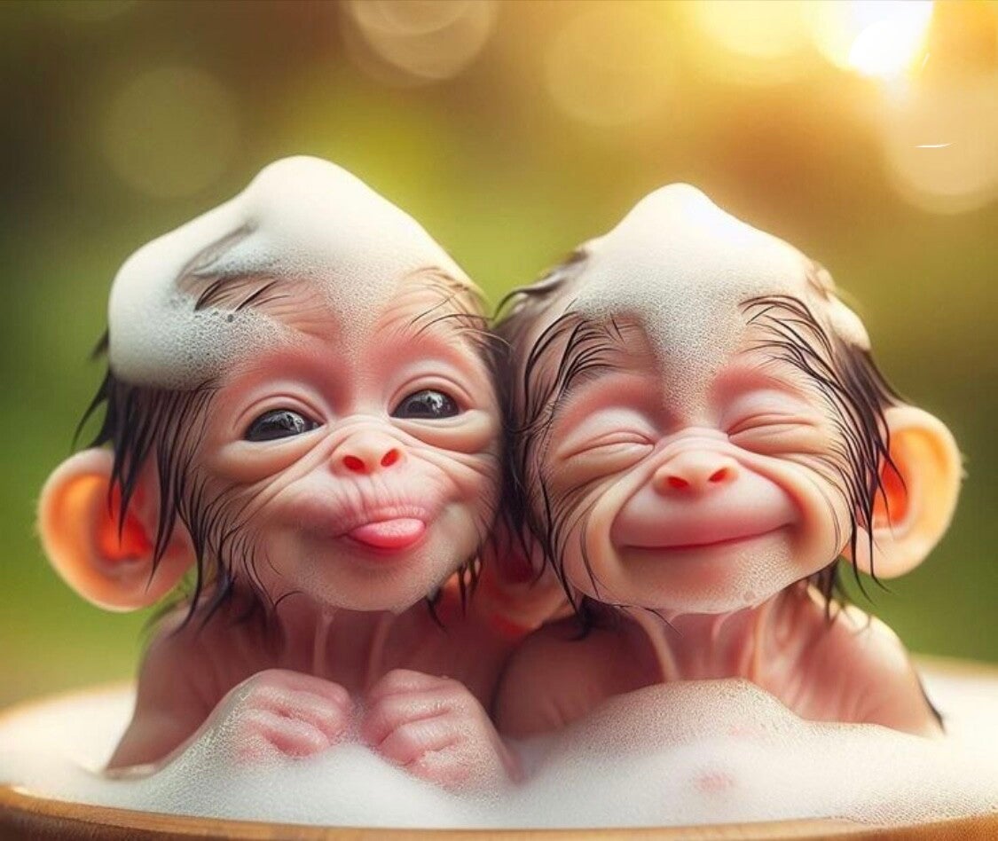 Bathtime Monkeys, Adult T-Shirt.