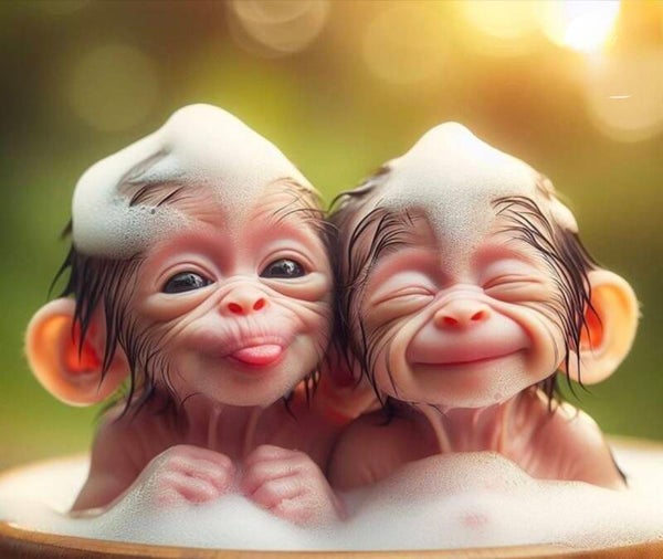 Bathtime Monkeys, Adult T-Shirt.